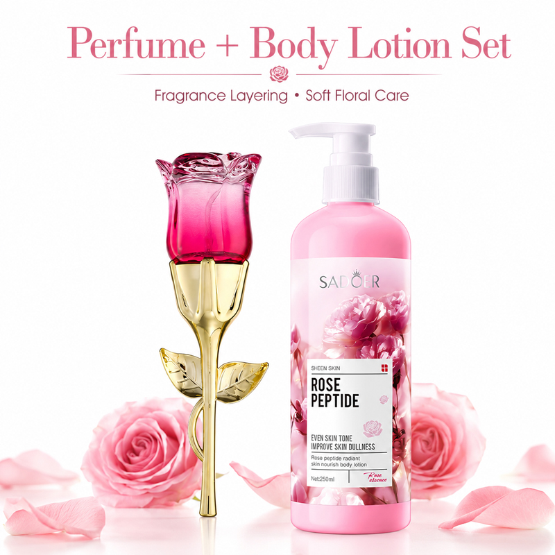 Perfume Fragrance Moisturizer - Rosen-Parfüm & Körperlotion Set für Frauen,